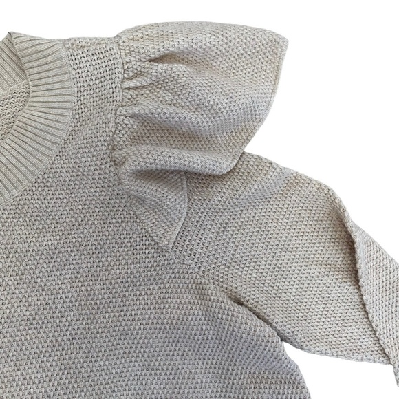 Lane Bryant 14/16 Women’s Sweater Ruffle Asymmetrical Oatmeal Color - Picture 4 of 10